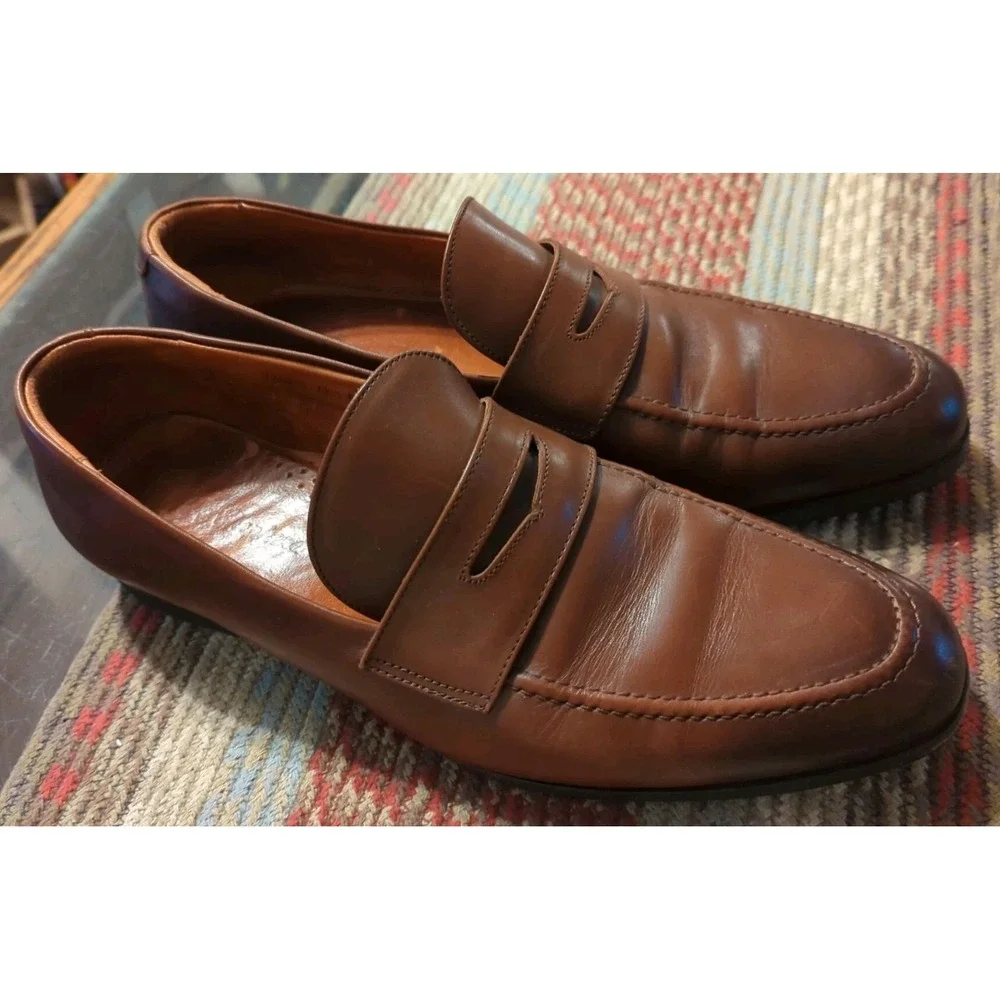 Wolf & Shepherd Ringer Loafer Men Shoe Size 12.5‎ Maple Calfskin Penny Loafer